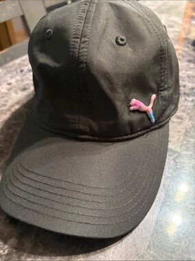 Puma Black Cap with Pink and Blue Puma Logo